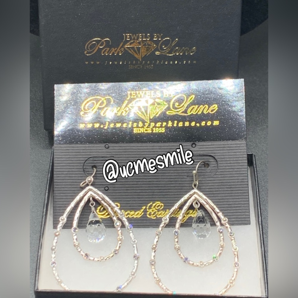 Park Lane Sparkling Double Hoops with Crystal drop Earrings